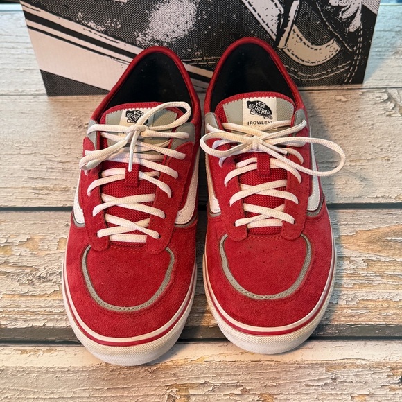 Vans Rowley Skate Shoes Men 12 Red Suede White Classic NIB Pro Model Rare - Picture 3 of 9